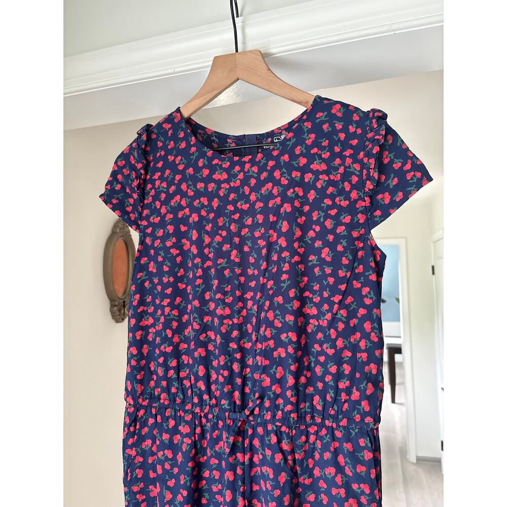 Vineyard Vines | Navy Blue Cherry Print Jumpsuit Girls Size 16 - Picture 3 of 8